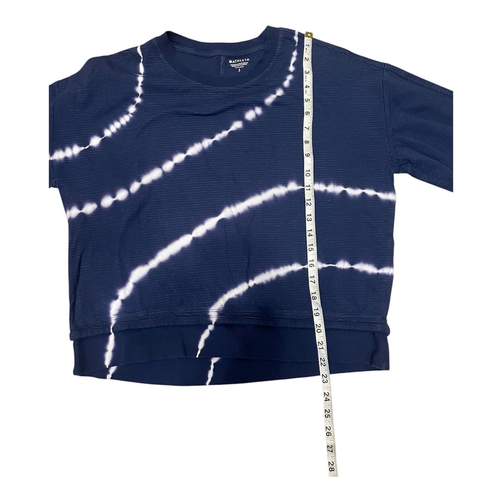 Athleta Navy‎ Blue Tie Dye Textured Crew Neck Sweatshirt Womens Small - Picture 2 of 5